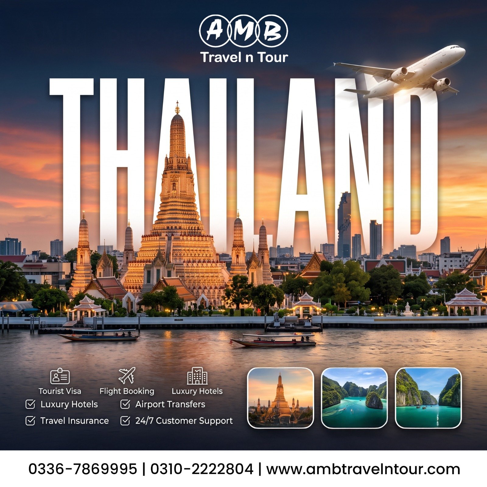 Thailand tourist visa and tour services poster from AMB Travel n Tour
