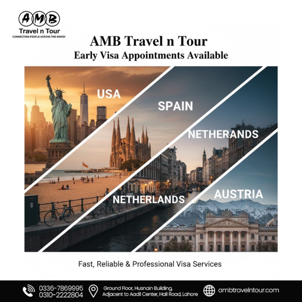 Early visa appointment availability notice from AMB Travel n Tour