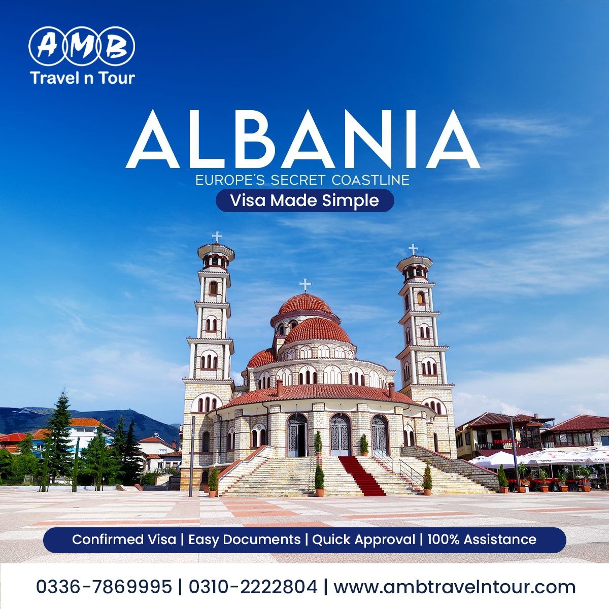 Albania visa assistance poster from AMB Travel n Tour