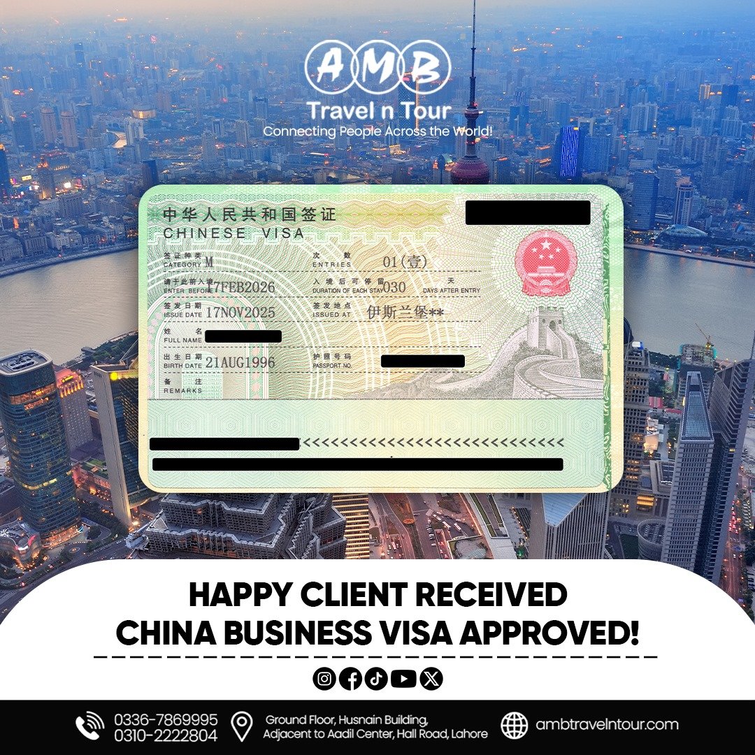 China business visa approval published by AMB Travel n Tour