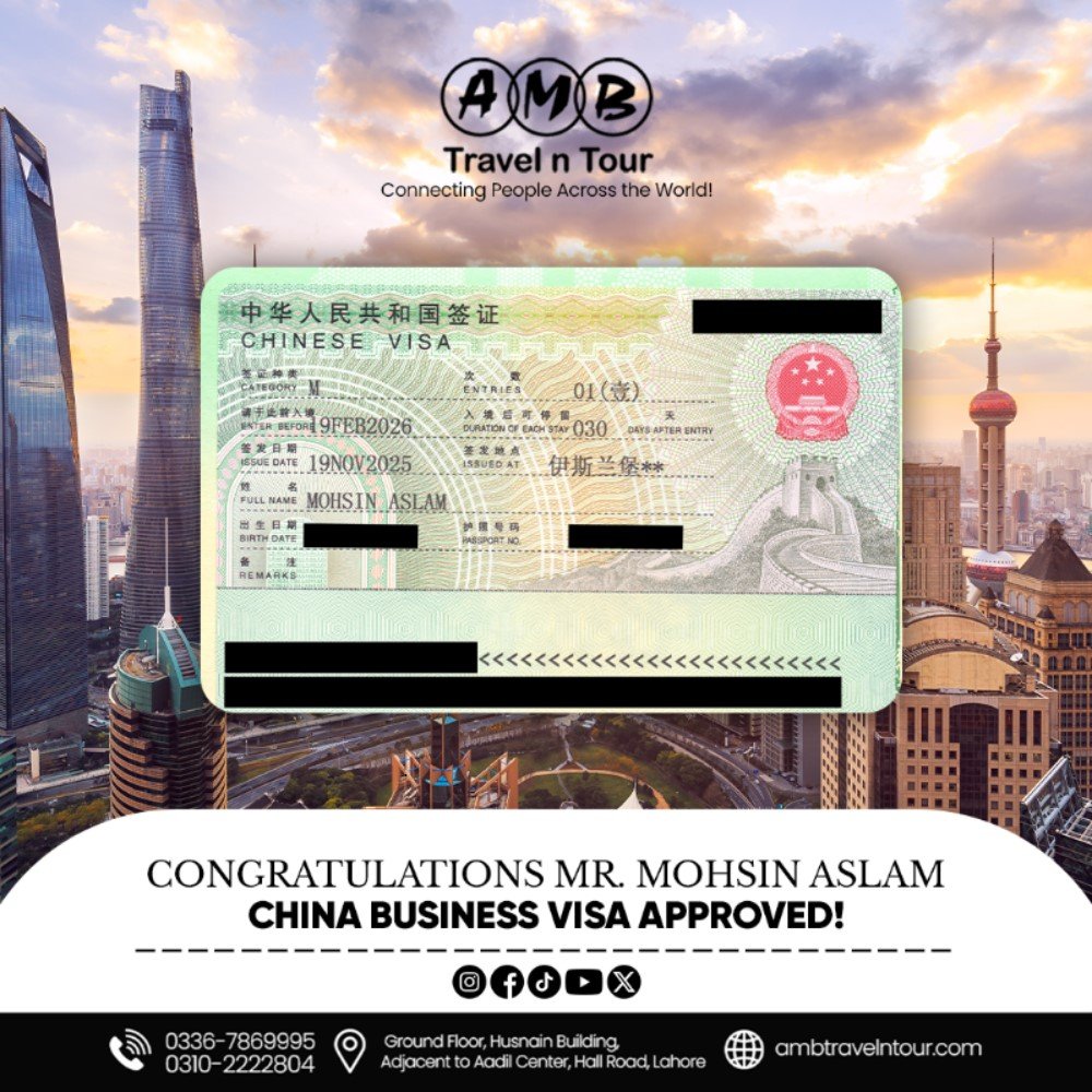 China business visa approval published by AMB Travel n Tour