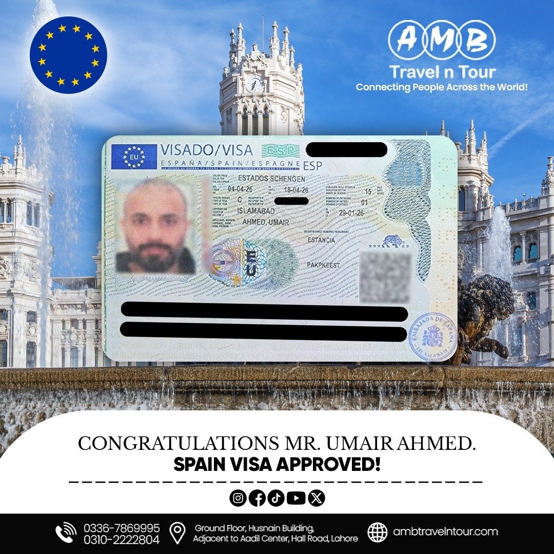 Spain Schengen visa approval published by AMB Travel n Tour